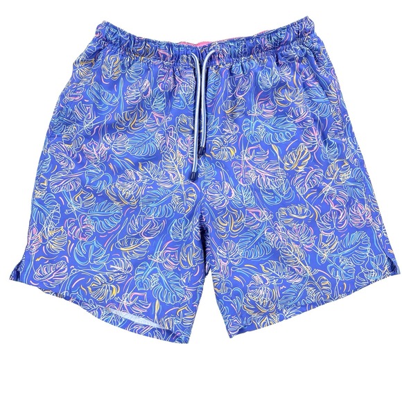 Peter Millar Other - Mens Peter Millar Seaside Collection Board Shorts Swim Trunks Blue Leaves Medium